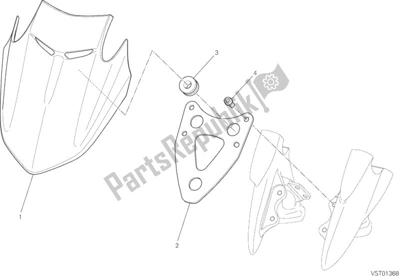 All parts for the Windshield of the Ducati Diavel FL Thailand 1200 2016